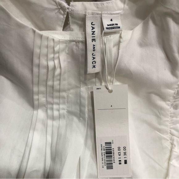 Janie and Jack Ric Rac Ruffle Sleeve Top White Size 4 - Picture 4 of 7